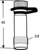 Schematische Darstellung eines selbstdichtenden Messnippels mit Gewinde und einem integrierten Verschluss von IMI Hydronic Engineering.